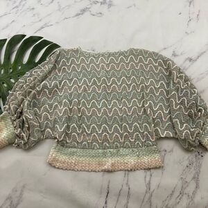 Miss H Womens Vintage 80s Sequin Top Size L Pastel Pink Blue Sheer Dolman Sleeve